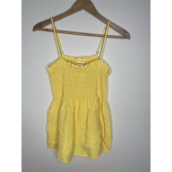 New Cloth & Stone Smocked Squareneck Babydoll y2k Peplum Tank Top Yellow Sz M - Picture 2 of 5